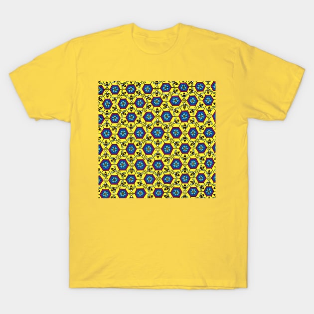 Honeycomb and Bees Yellow Palette T-Shirt by HLeslie Design